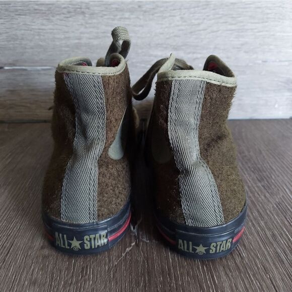 CONVERSE Olive Textured Wool High Top Sneakers Men's 5.5 - Women's 7.5 - Picture 5 of 9